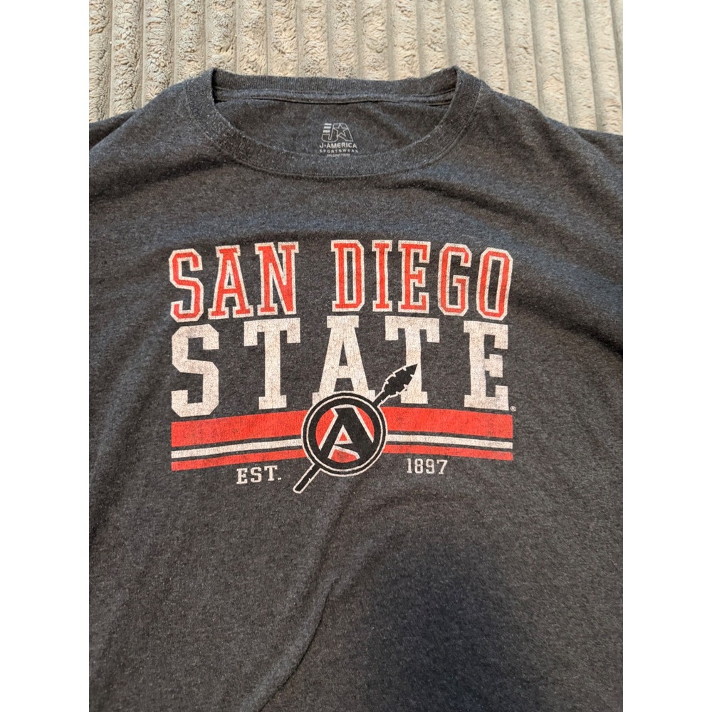 J America San Diego State SDSU Aztecs T-Shirt Mens XL Charcoal Heather Gray Tee
